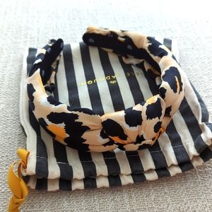 Lele Sadoughi cheetah print headband silk